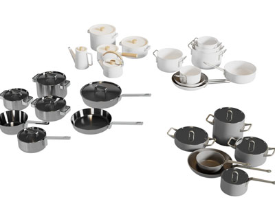 现代锅具 茶具杯子 餐具组合