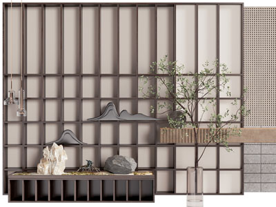 侘寂风中古风玄关背景墙