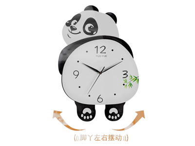 现代熊猫造型的钟表 墙饰挂件