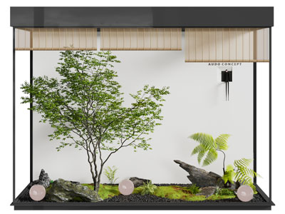 新中式室内花草 树木景观园艺小品