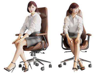 现代坐在转椅上的女子 女人 人物