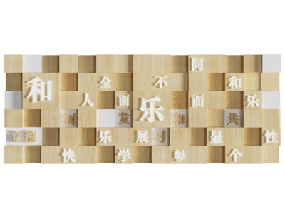 现代汉字几何木质背景墙