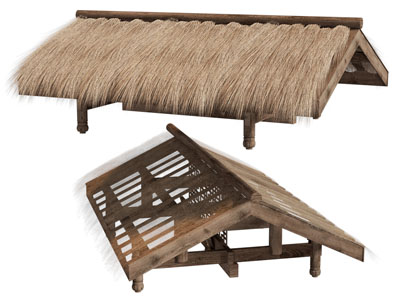现代茅草棚子 屋顶 建筑构件