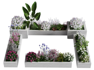 现代花坛花草花卉盆景盆栽 园艺小品