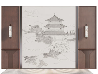 新中式床头背景墙