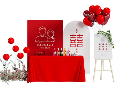 现代婚庆现场美陈 户外装置 摆件组合