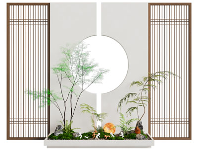 新中式隔断 室内景观园艺小品