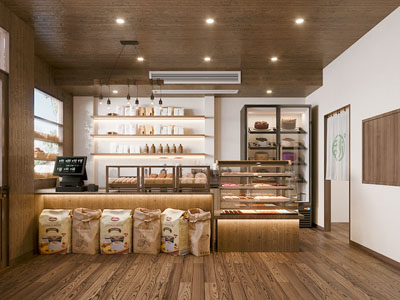 现代原木风烘焙店