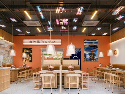 工业风loft饭店餐馆 火锅店就餐区