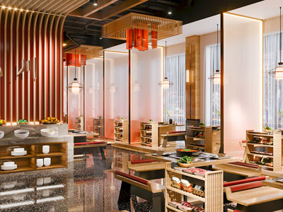 新中式火锅店就餐区