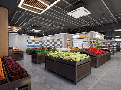 工业风loft水果蔬菜便利店 百货超市
