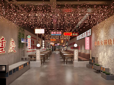 现代复古怀旧饭店餐馆就餐区