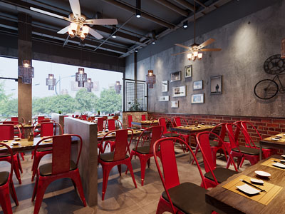 工业风loft饭店餐馆就餐区