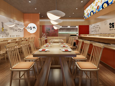 新中式饭店餐馆就餐区