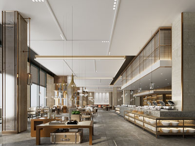 新中式饭店餐馆就餐区 自助餐餐厅