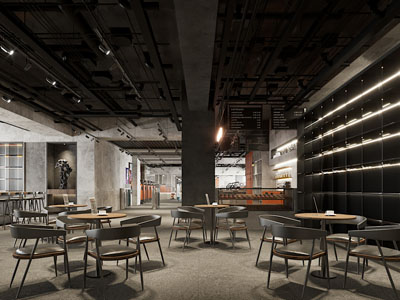 工业风loft饭店餐馆就餐区