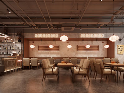 工业风loft饭店餐馆就餐区