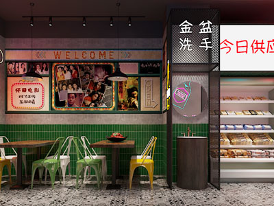 工业风loft饭店餐馆就餐区