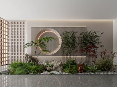 新中式室内植物景观园艺小品