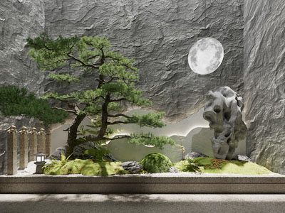 新中式松树 假山景观园艺小品