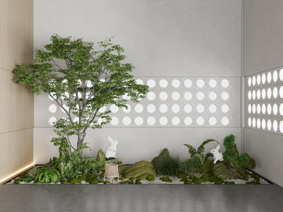 新中式室内树木植物景观园艺小品