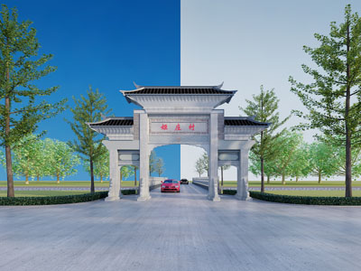 现代乡村仿古建筑大门
