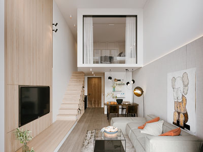 现代公寓loft客厅餐厅