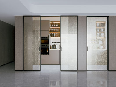 现代厨房玻璃推拉门