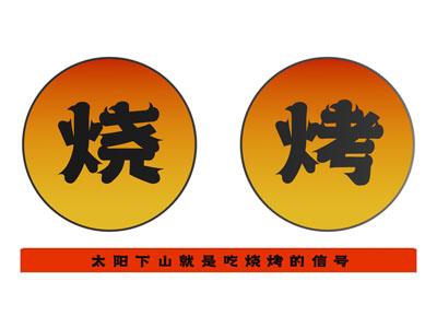 现代广告灯箱 烧烤店日落圆形装饰灯箱