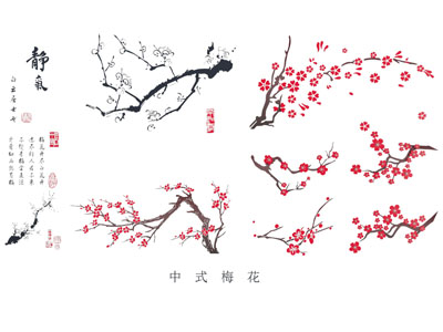 新中式梅花墙饰挂件 墙贴