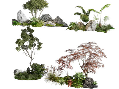 新中式假山 花草花植景观园艺小品
