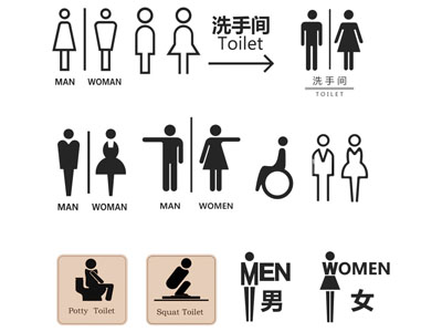 现代卫生间门牌 指示牌 图标