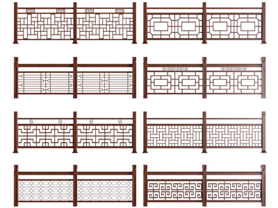 新中式实木栏杆 围栏 护栏
