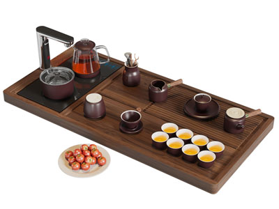 新中式实木茶盘 茶具杯子