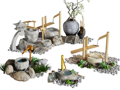 新中式水井水景景观园艺小品