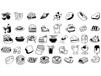 现代卡通食物图标 墙贴 墙饰  剪影