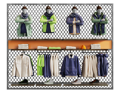 工业风loft服装美陈 男装陈列 衣服展架