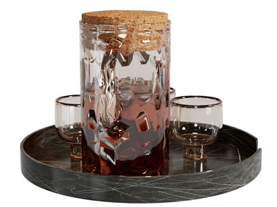 现代托盘 酒瓶酒杯 茶具杯子