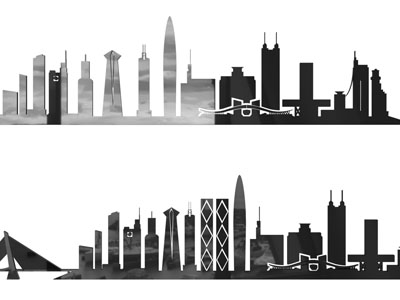 现代建筑剪影 墙贴 墙饰