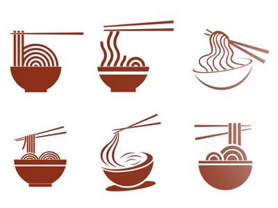 中式一碗面剪影 墙贴墙饰 LOGO