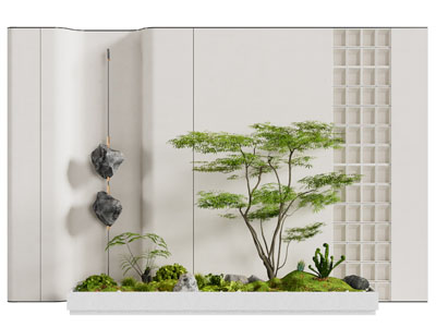 新中式室内花草 苔藓 树木景观园艺小品