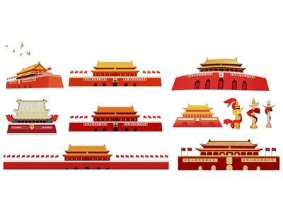 现代天安门剪纸 墙贴 墙饰 剪影