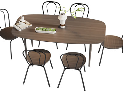 现代中古风餐桌椅组合