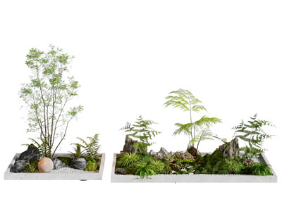 现代花池石子 植被景观园艺小品