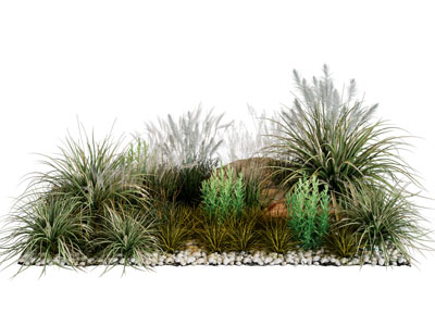 现代花草植物石子景观园艺小品