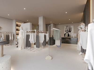 现代服装店 女装店 服装箱包店 衣服展示架