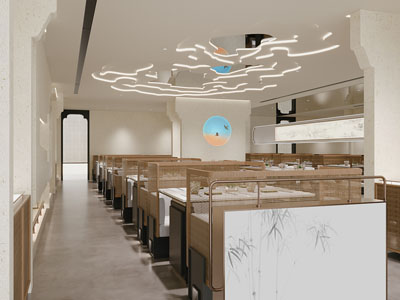 新中式徽派中餐馆就餐区