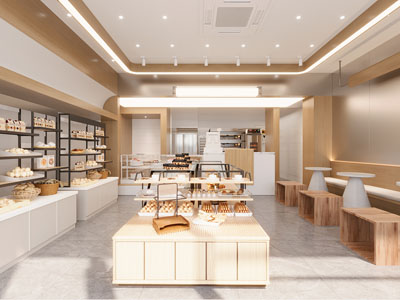 现代原木甜品面包店