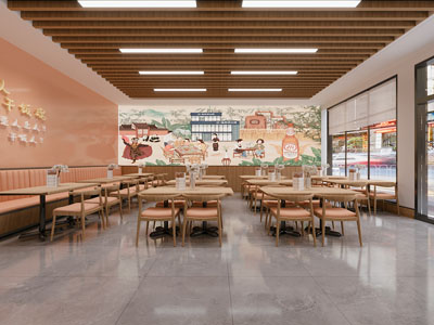 新中式饭店餐馆就餐区