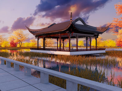 中式古建亭台